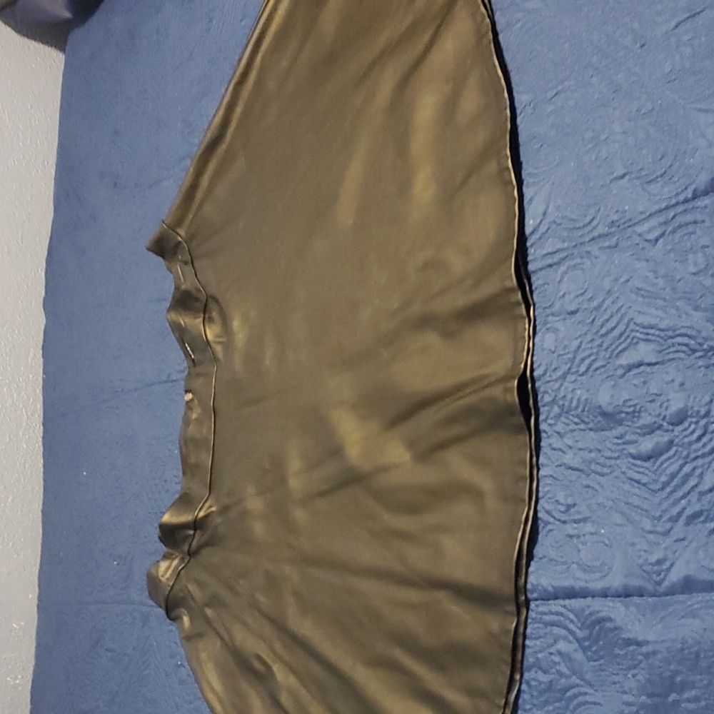 Flare black faux leather skirt